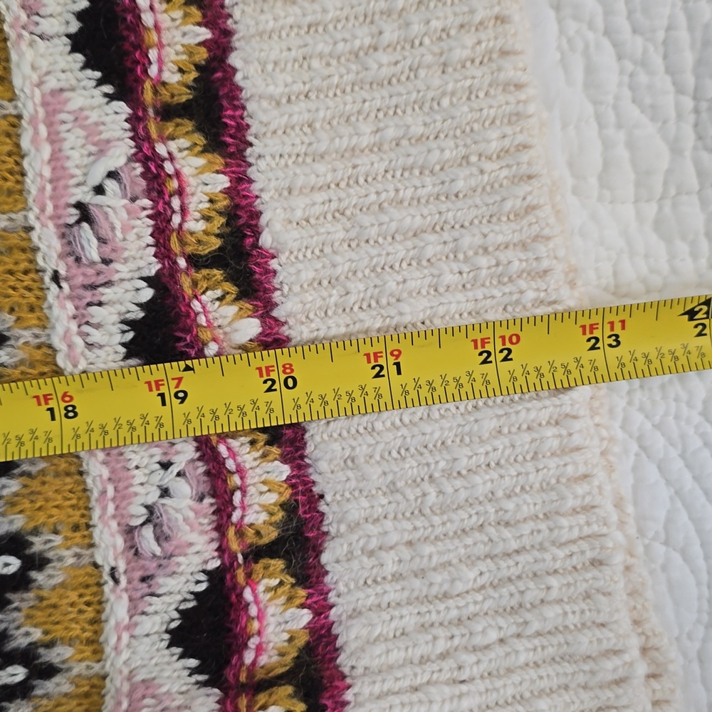 Sundance XXL Fair Isle Sweater NWT, CREAM, PLUM, MUSTARD - Picture 4 of 8